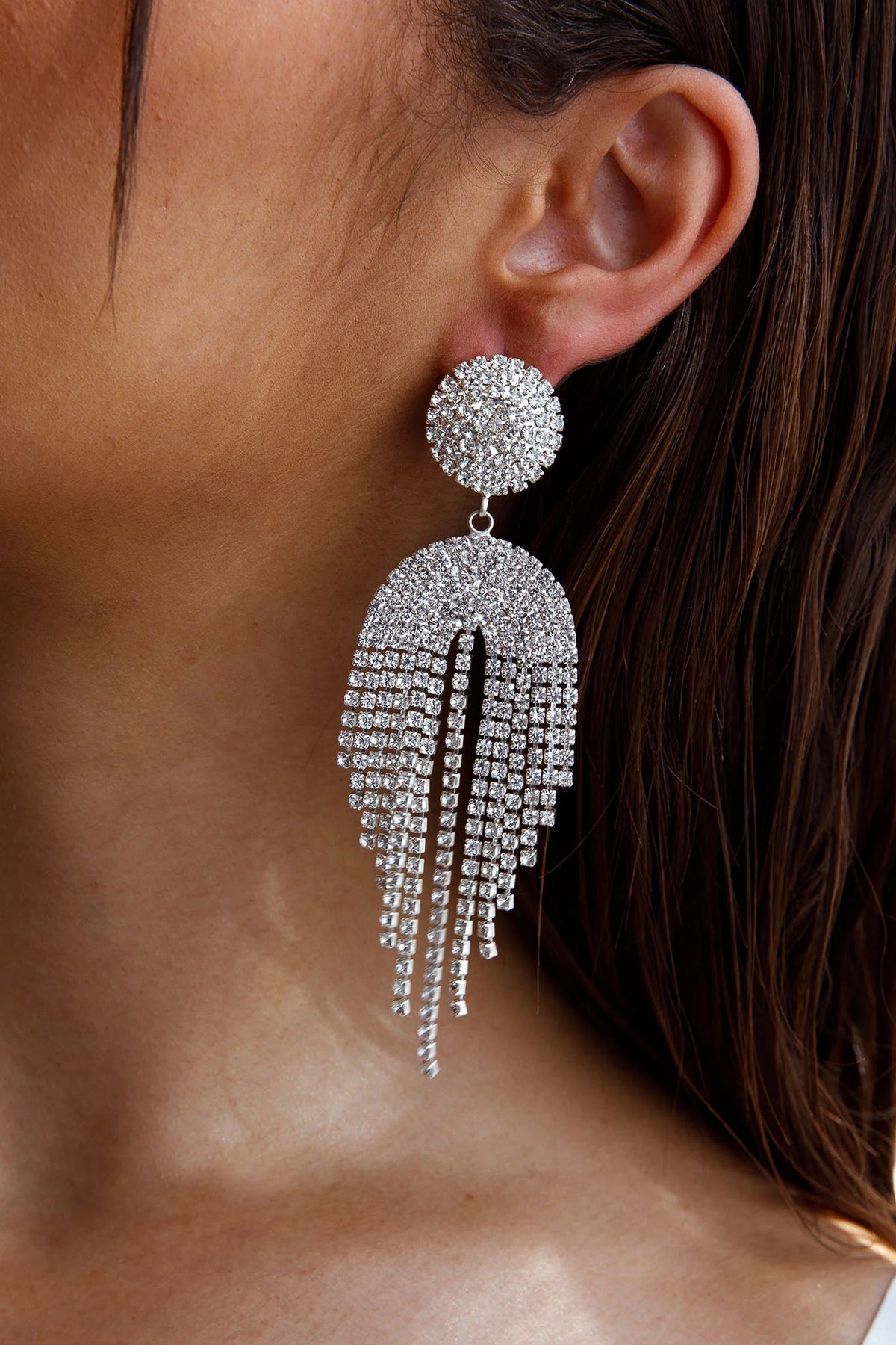 Kiara Circle Cascade Earrings Silver