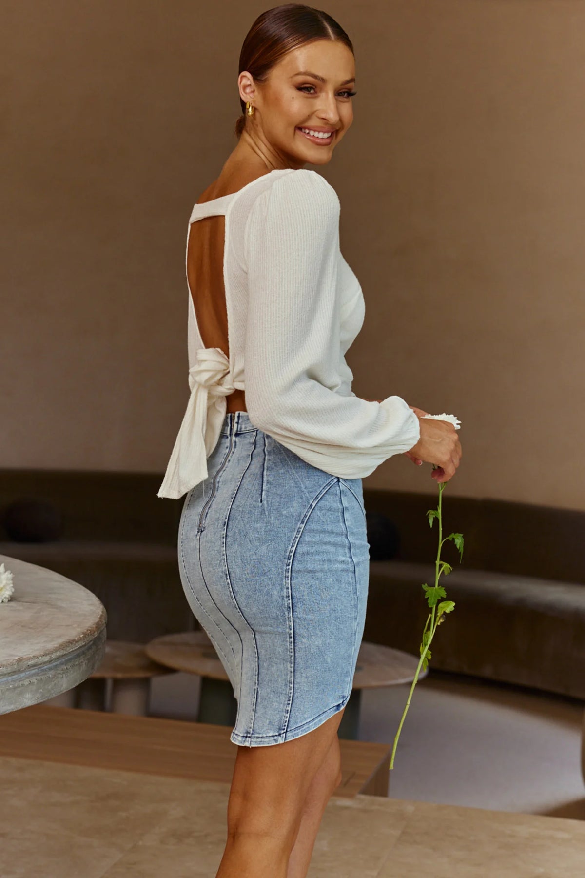 Love Like This Long Sleeve Open Back Crop Top White