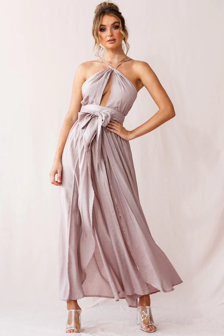 Athena High Split Maxi Dress Mauve