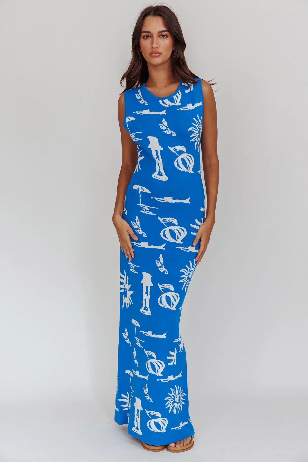 Irene Column Silhouette Maxi Dress Blue