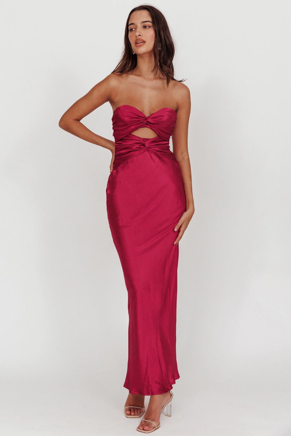 Good Impression Double Twist Maxi Dress Plum