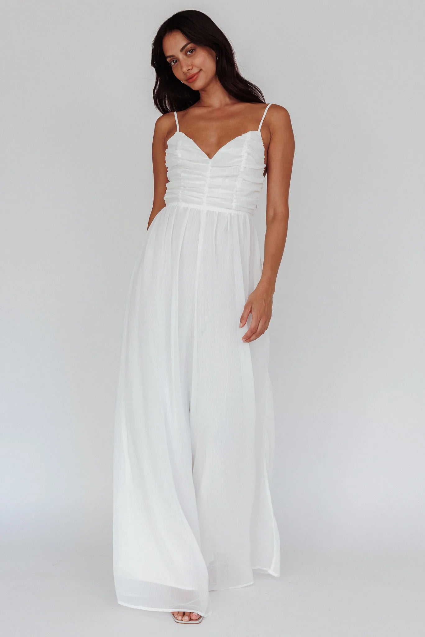 Janicca Ruched Bodice Jumpsuit Off White