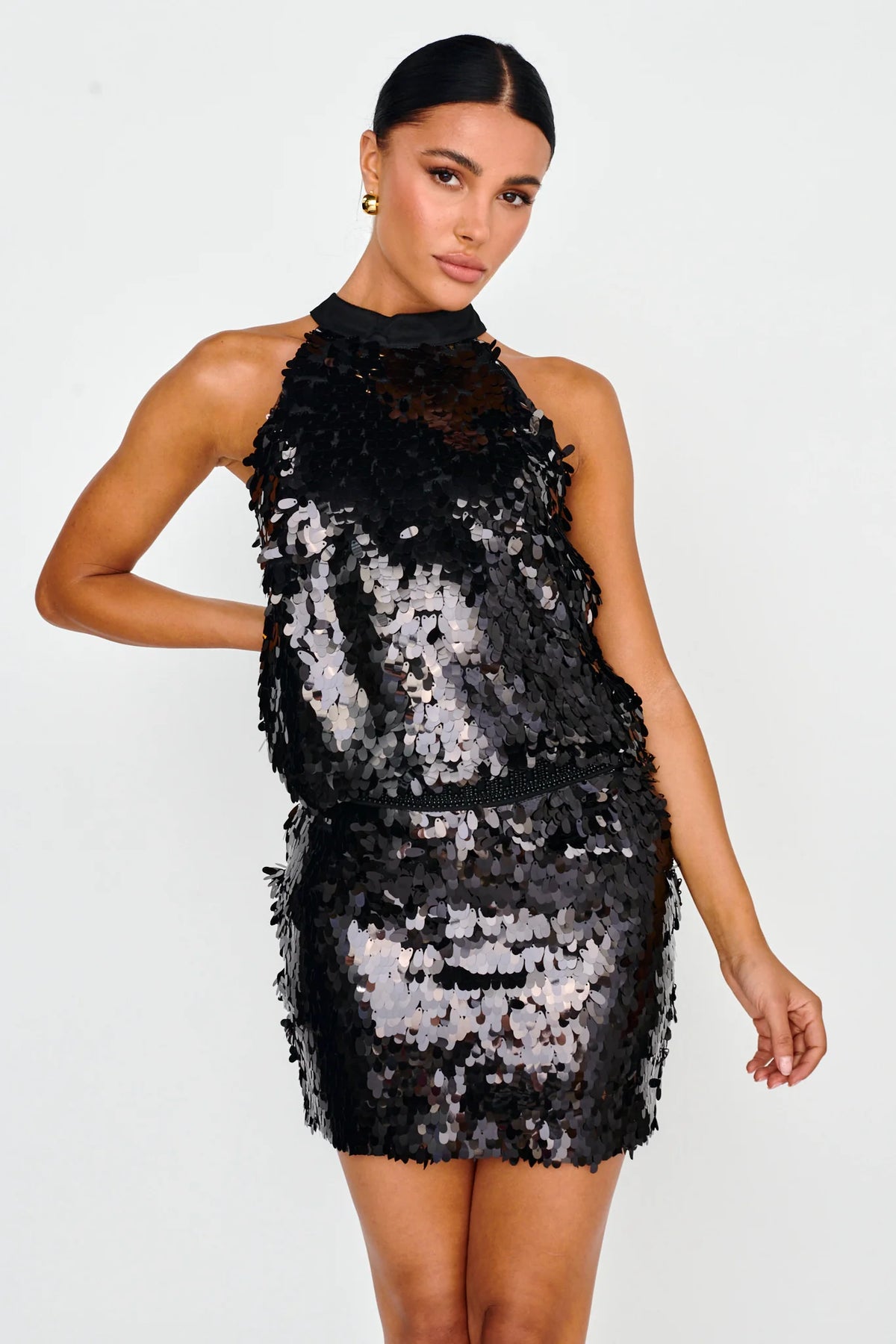 She's So LA Sequin Top Black