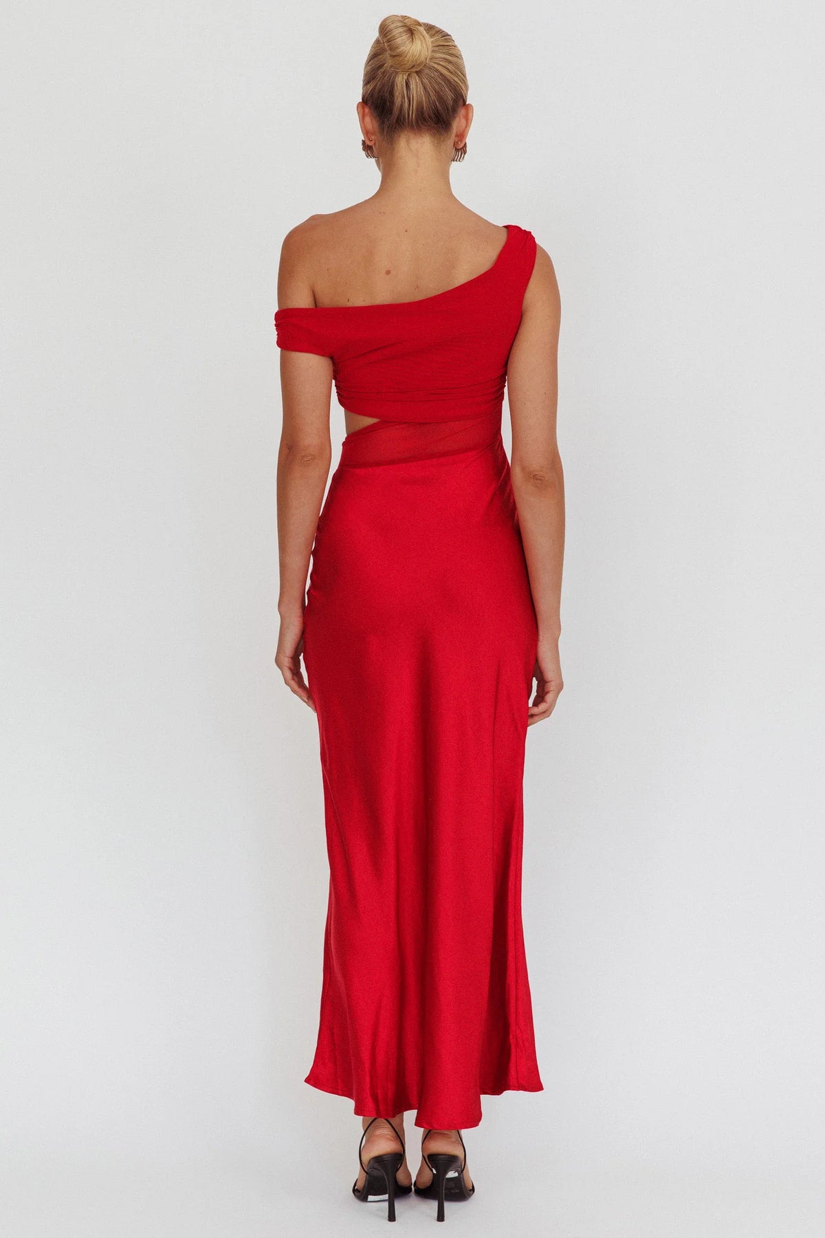 In Blooms Mesh Bodice Maxi Dress Wine