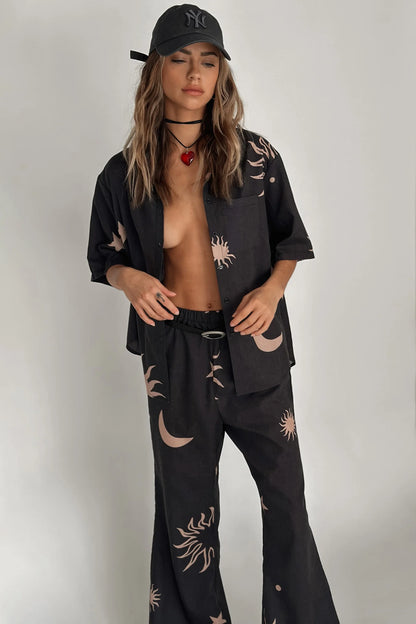 Just A Hunch Pants Sun Moon Black