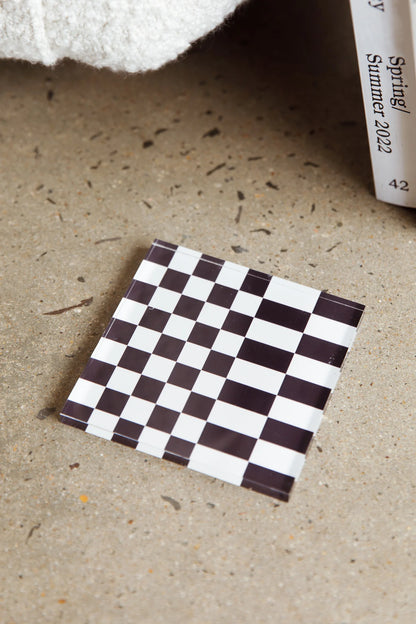 Paradiso 4pc Chessboard Acrylic Coaster Set