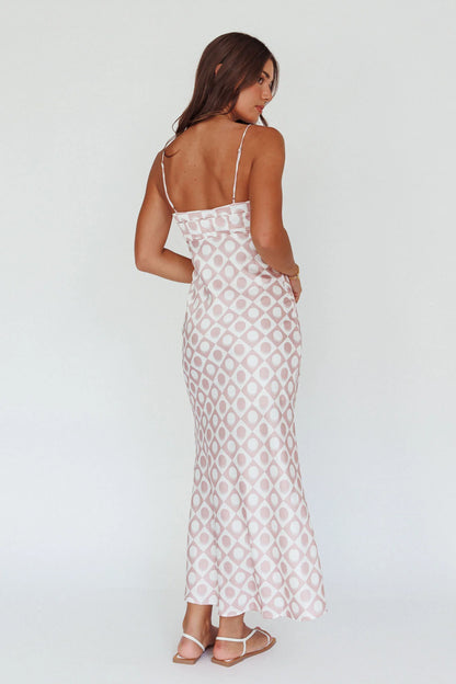 Lane Cove Cami Strap Maxi Dress Print Mocha