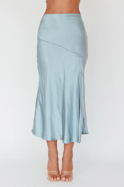 Well Versed Split Midi Skirt Sage