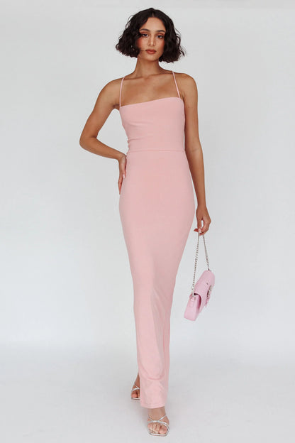 Ailani Lace-Up Back Maxi Dress Sparkle Pink