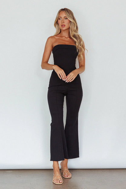 What's The Catch Strapless Jumpsuit Black