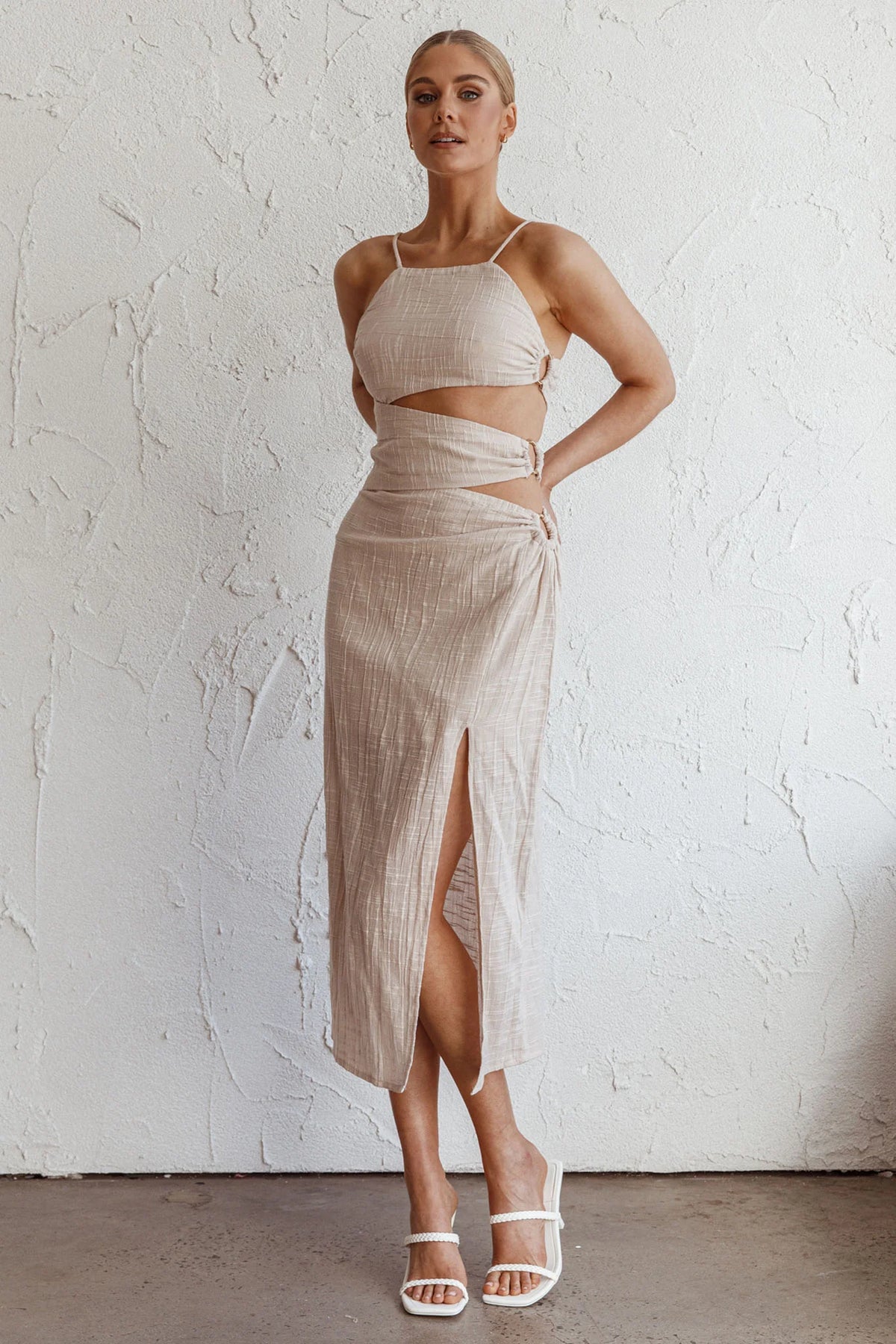 Virgin Islands Cut-Out Midi Dress Sand