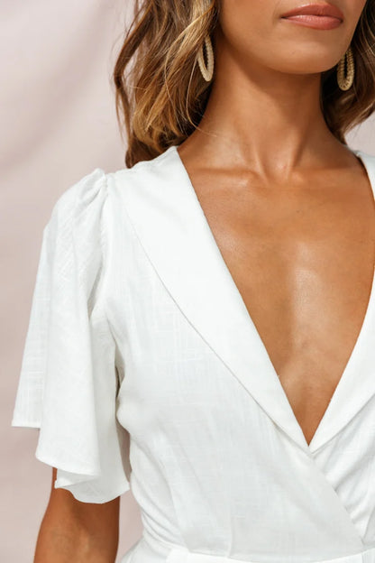 Dana Straight Leg Collared Neck Jumpsuit White