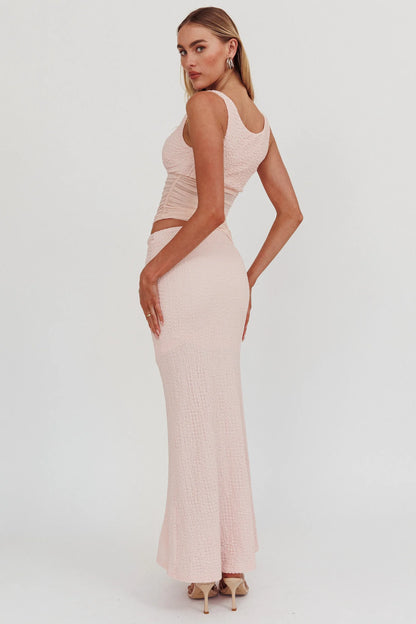 Lorely Mesh Waist Maxi Dress Baby Pink