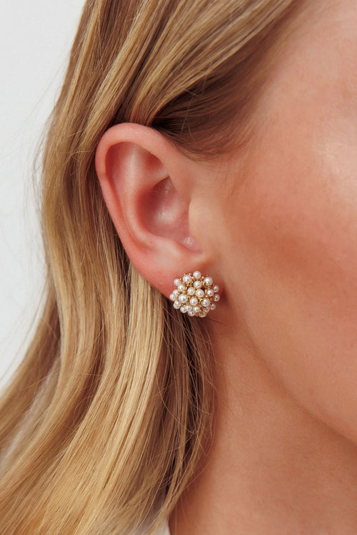 Champagne Toast Pearl Earrings Gold