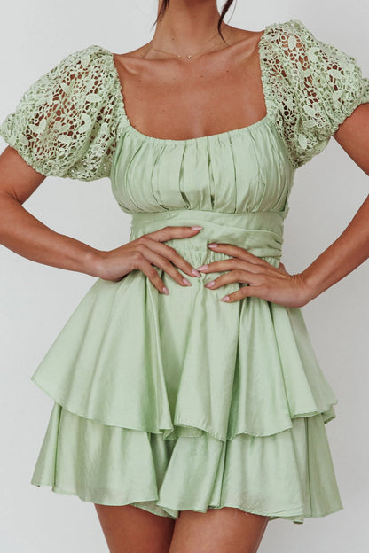 Hold My Halo Lace Sleeve Romper Sage