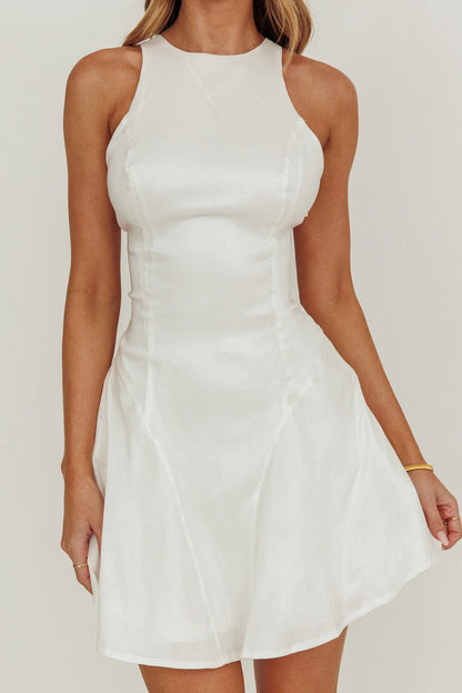 Dazzling Light Bow Mini Dress White