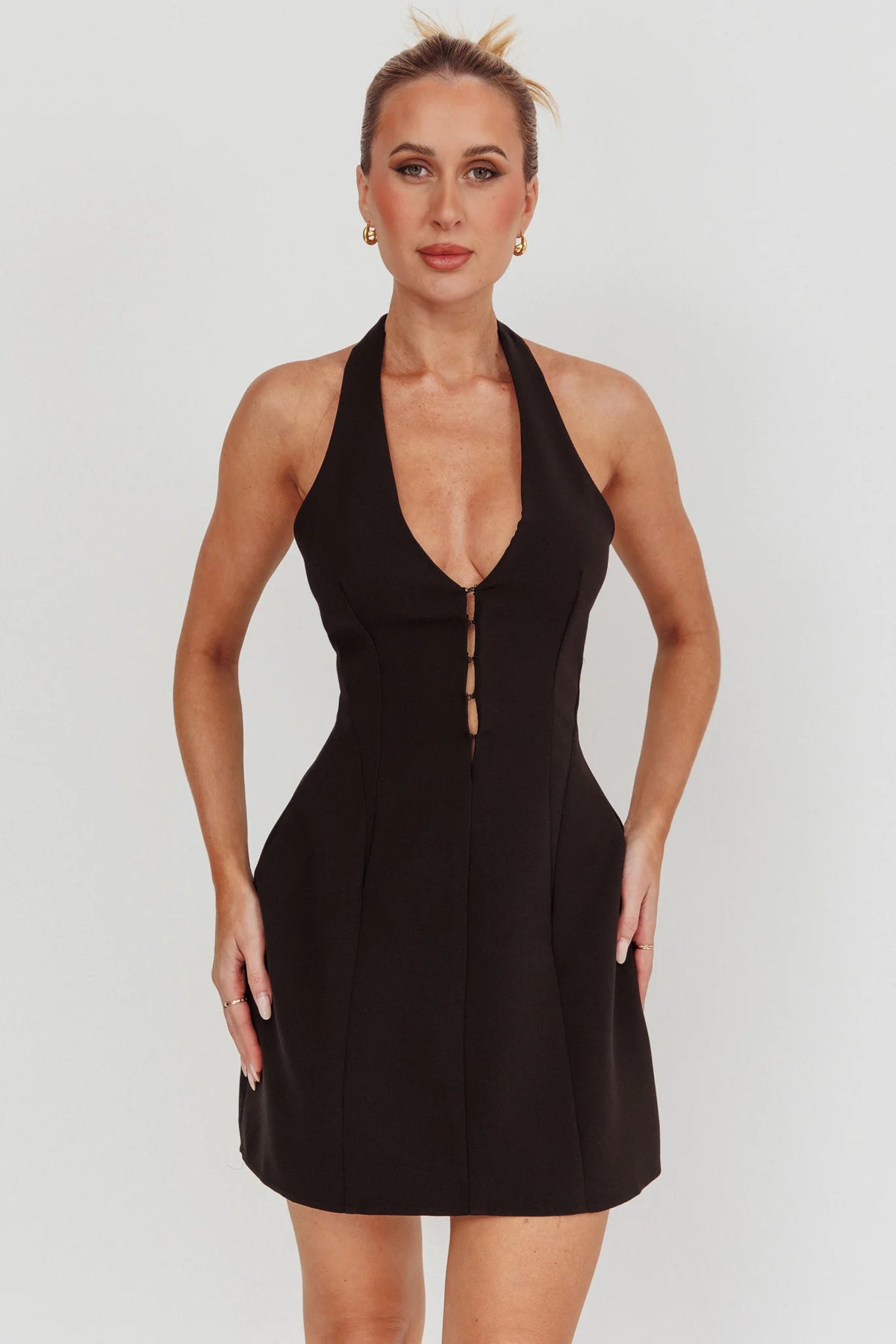 Elisabet Halter Neck Mini Dress Black