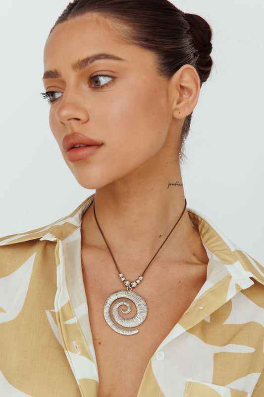 Coolum Swirl Pendant Necklace Silver