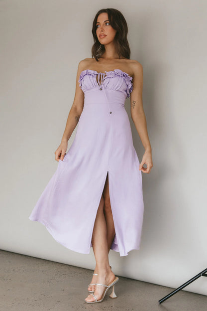 Under The Sun Tied Bust Midi Dress Lilac