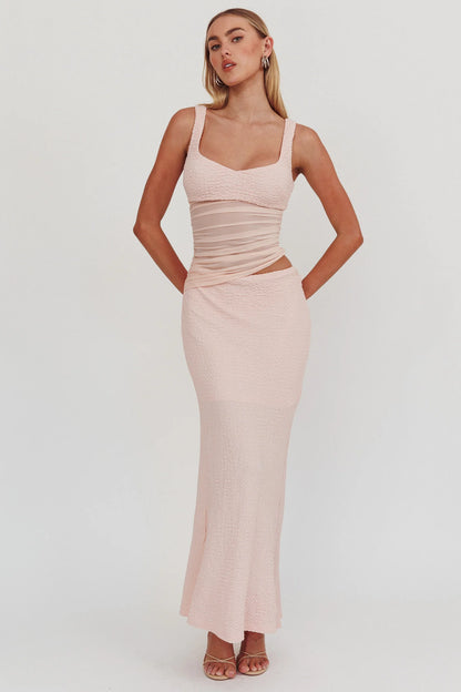 Lorely Mesh Waist Maxi Dress Baby Pink