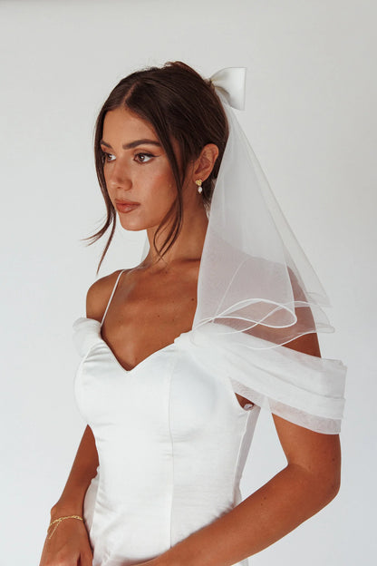 Florence Bow Bridal Veil White
