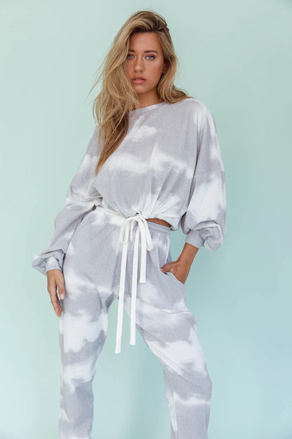 Low Key Drawstring Ribbed Pants Grey