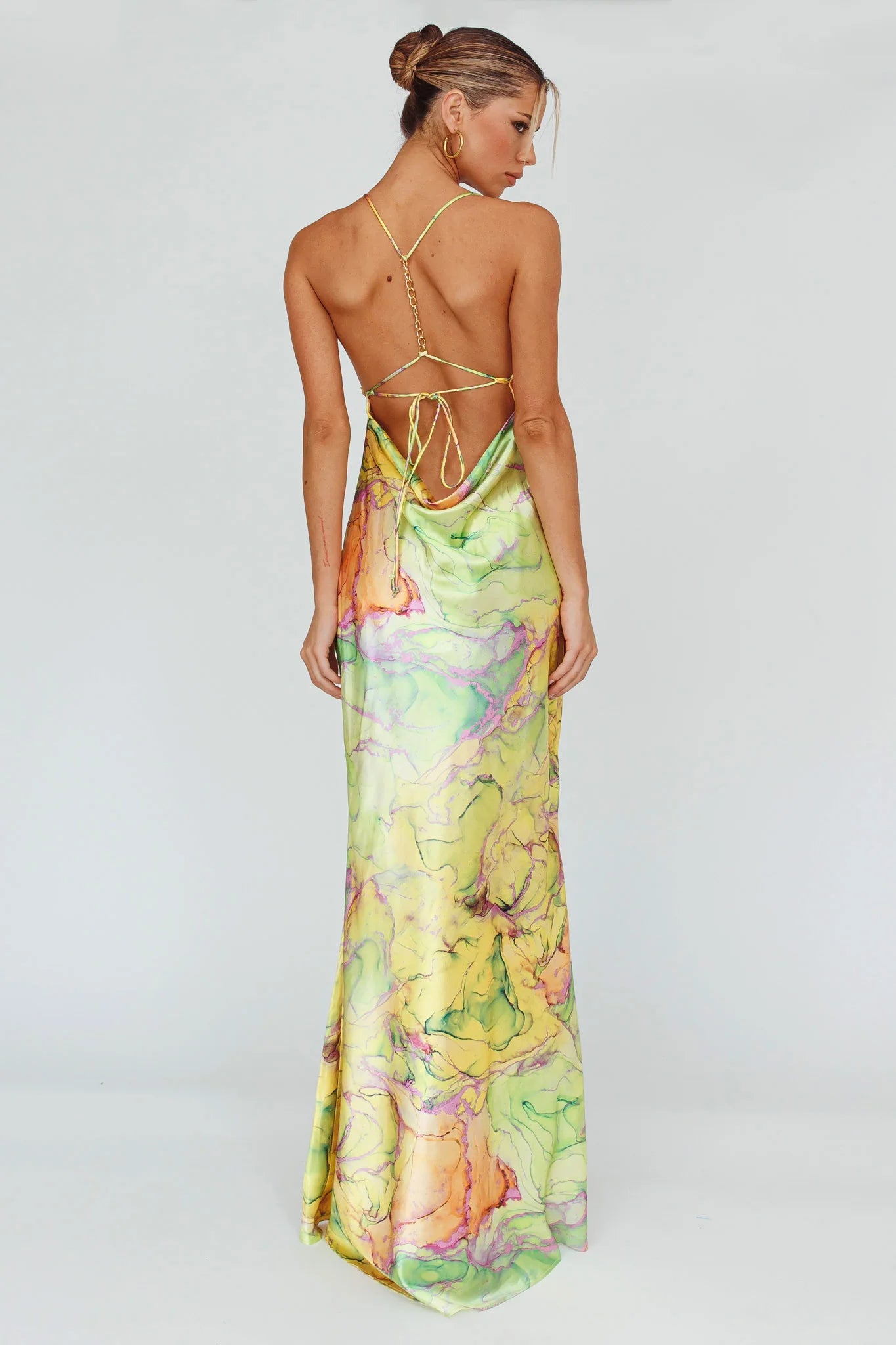 Bailey Strappy Chain Back Maxi Dress Lime