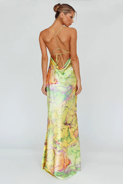Bailey Strappy Chain Back Maxi Dress Lime