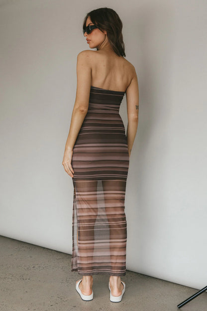 Island Life Strapless Maxi Dress Brown