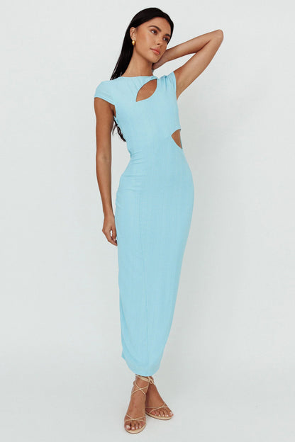 Elenice Cap Sleeve Cut-Out Midi Dress Blue
