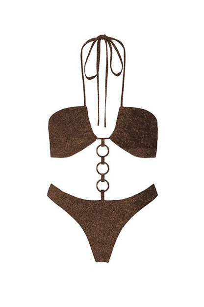 Barbados Halterneck One Piece Swimsuit Brown