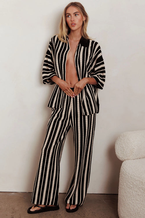 Influence Knit Straight Leg Pants Black