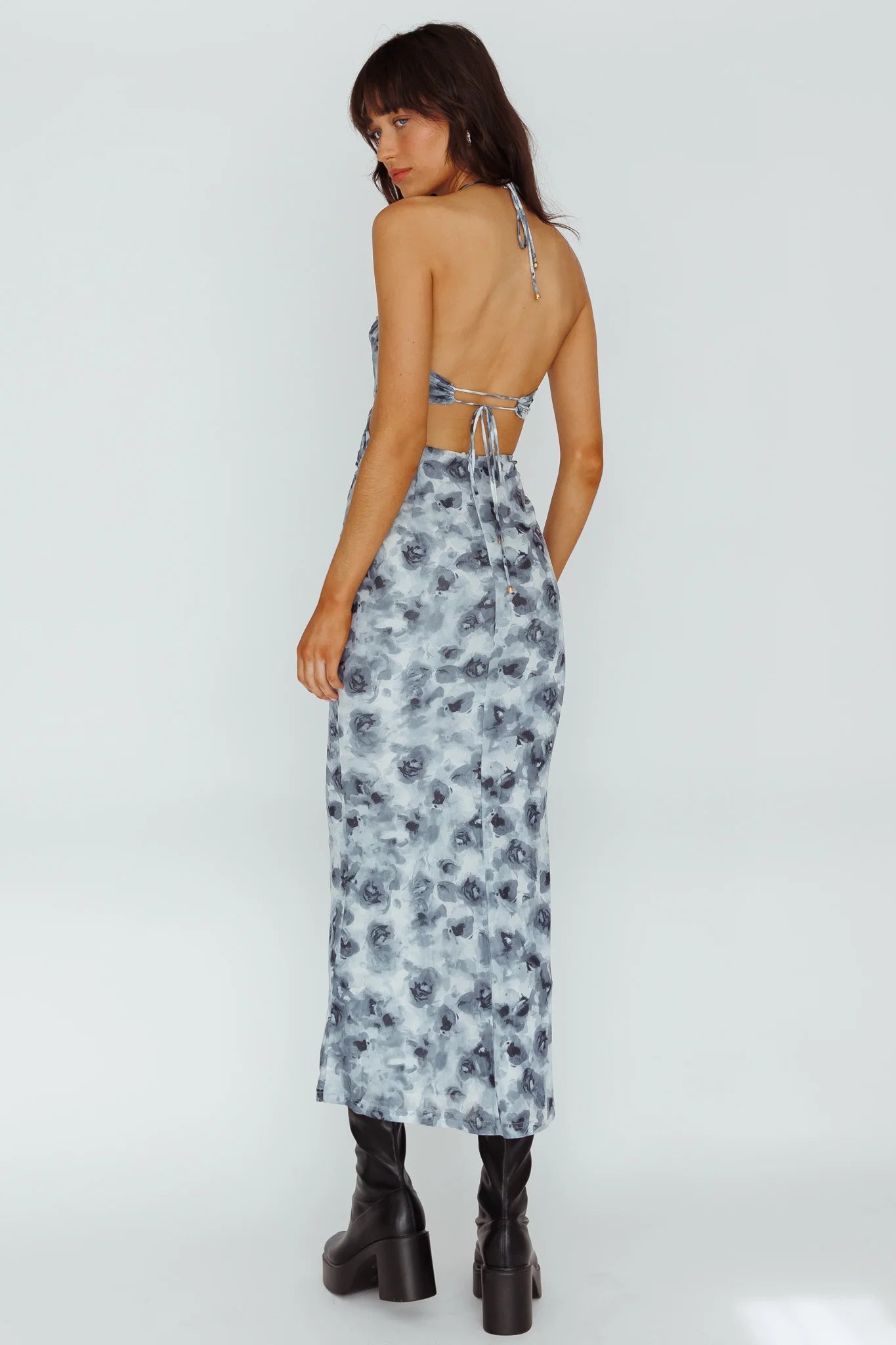Alivia Tied Back Maxi Dress Floral Black