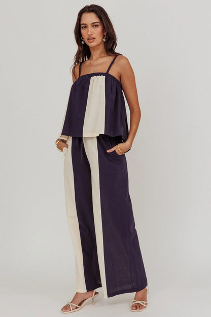Dream Girl Contrast Wide Leg Pant Midnight
