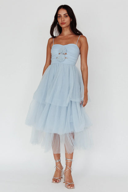 Seraphina Rose Bodice Tulle Midi Dress Baby Blue