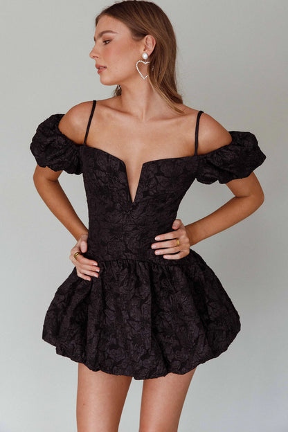 Mon Bebe Drop Waist Mini Dress Black