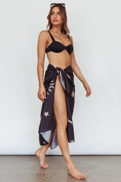 Sunshine Coast Multi-Way Scarf Sun Moon Black
