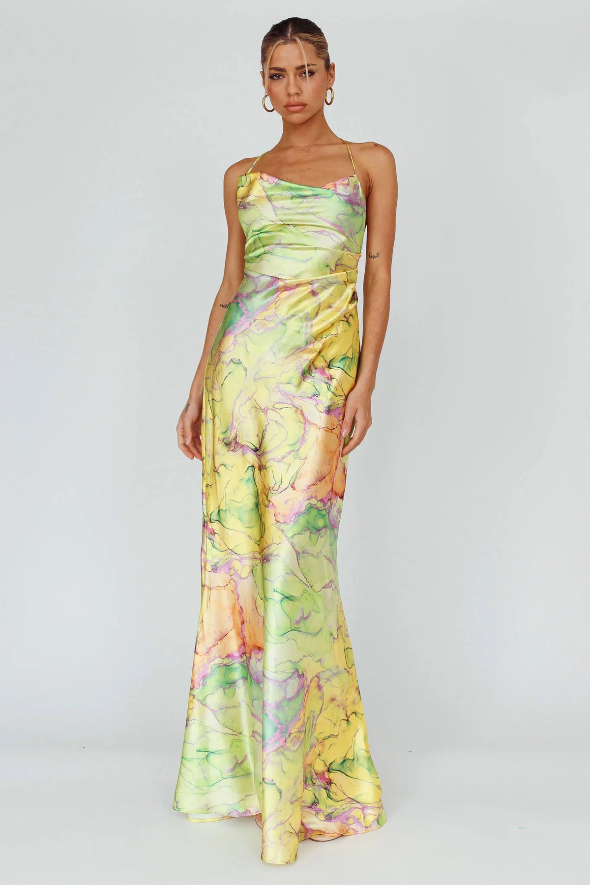 Bailey Strappy Chain Back Maxi Dress Lime