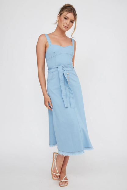 Zenyl Raw Hem Midi Dress Blue