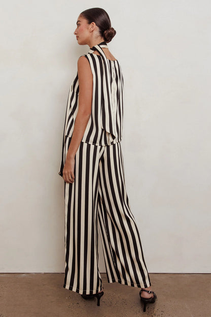 Love Galore Striped Wide Leg Pant Black/Beige