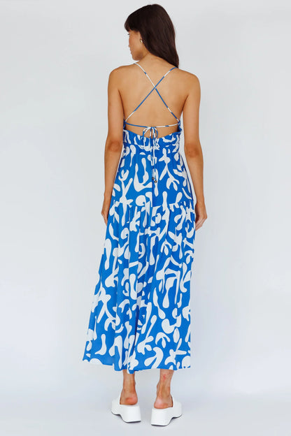 Tiffi Cami Strap Midi Dress Floral Blue