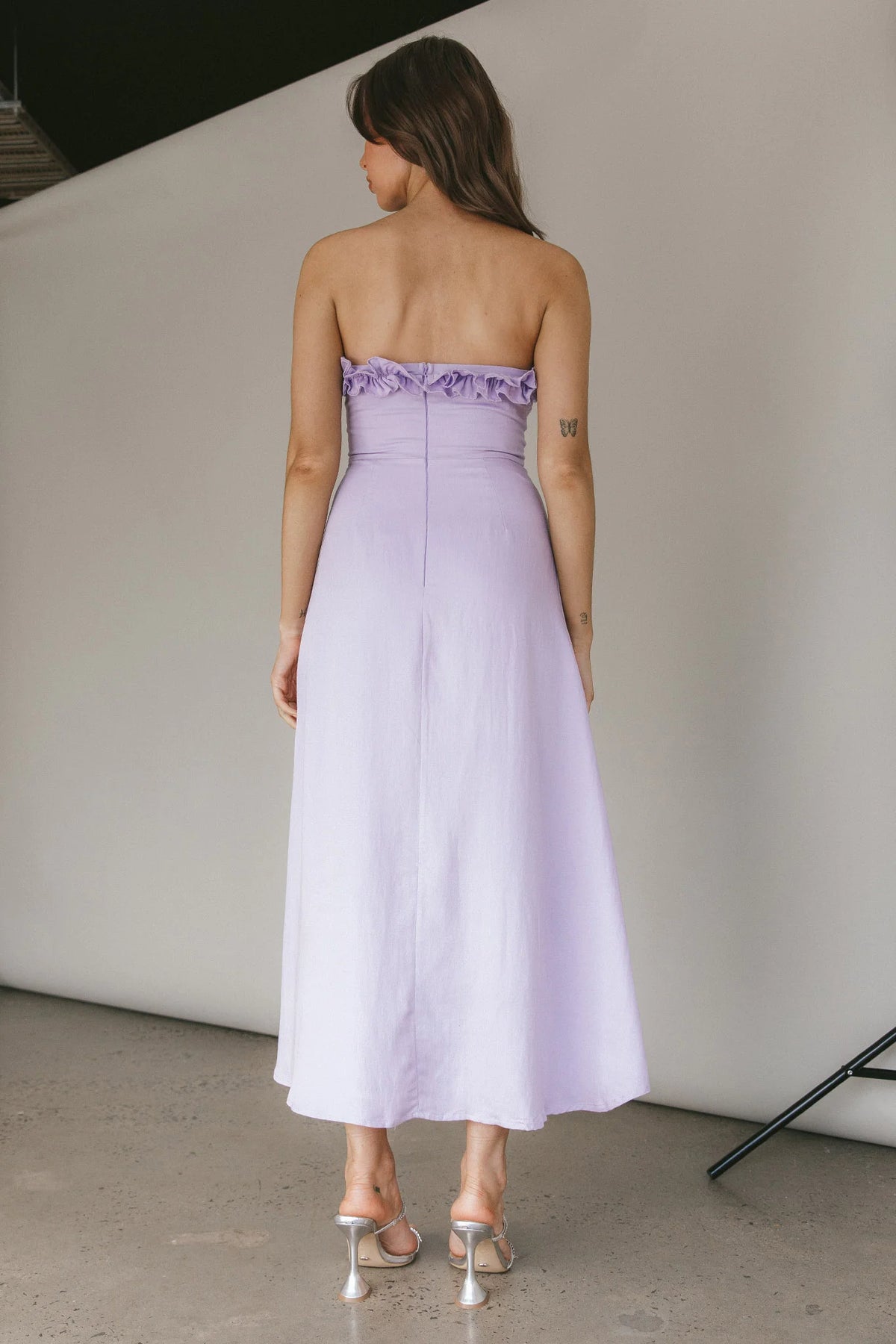 Under The Sun Tied Bust Midi Dress Lilac