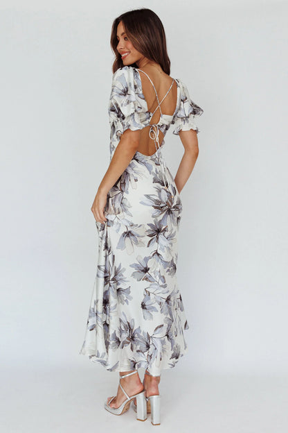 Brigita Tied Back Maxi Dress Floral Blue