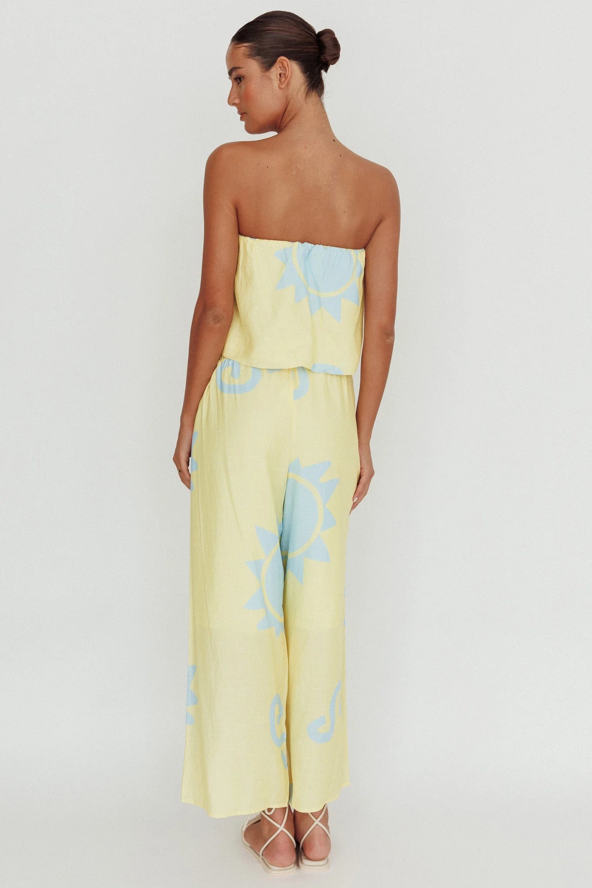 Nectar Sun Print Wide Leg Pants Yellow
