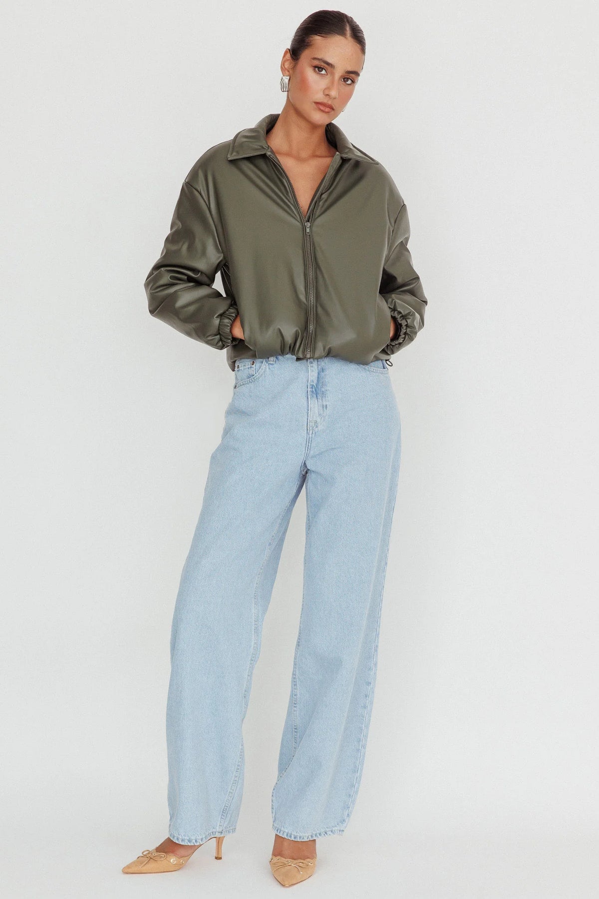 Faroe Drawstring Waist Puff Jacket Green