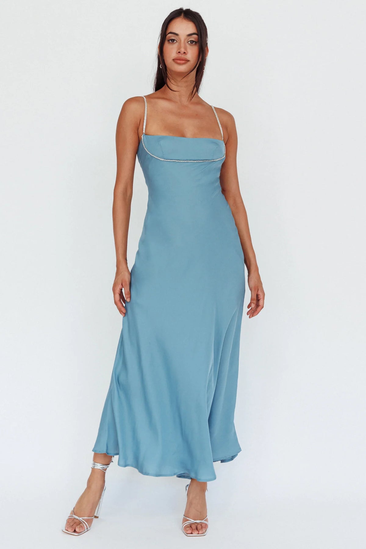 Linka Diamante Strap Maxi Dress Steel