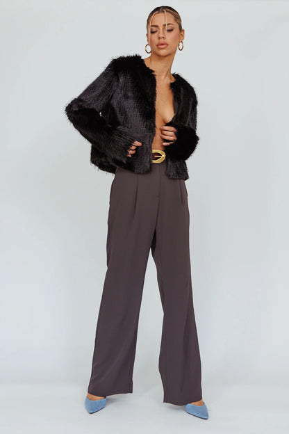 London Day Faux Fur Jacket Black