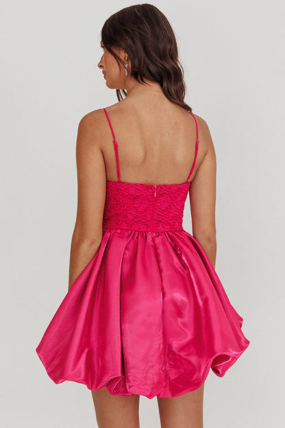 Lucia Bubble Skirt Mini Dress Hot Pink