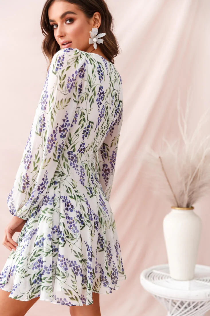 Wisteria Lane Long Sleeve Tea Dress White