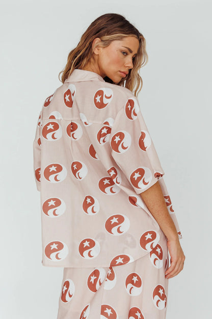 Just A Hunch Button Shirt Yin Yang Rose